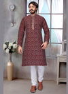 Maroon Colour Outluk Vol 23 Stylish Latest Fancy Designer Party And Function Wear Traditional Jacquard Silk Printed Kurta Churidar Pajama Redymade Collection 23001